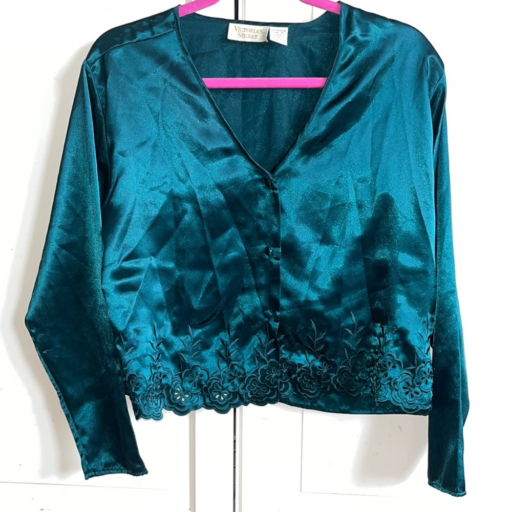 Vintage victoria's secret green button down pj top